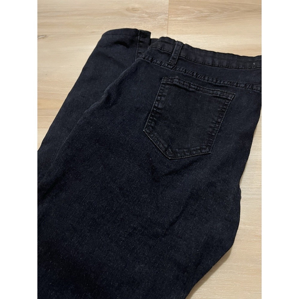 Dressfo Black Denim Jeans‎ With Lace Trim Sides Size 10 New